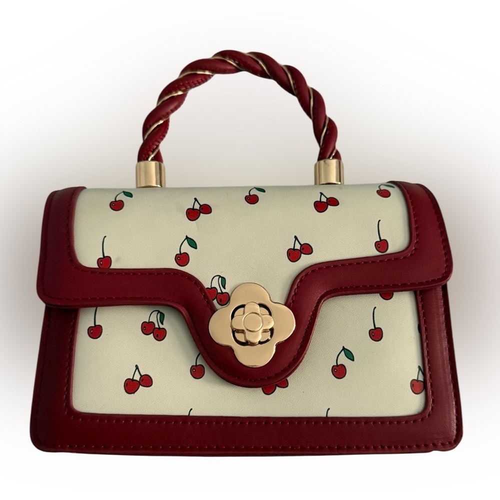 Cherry Print Red and Cream Handbag